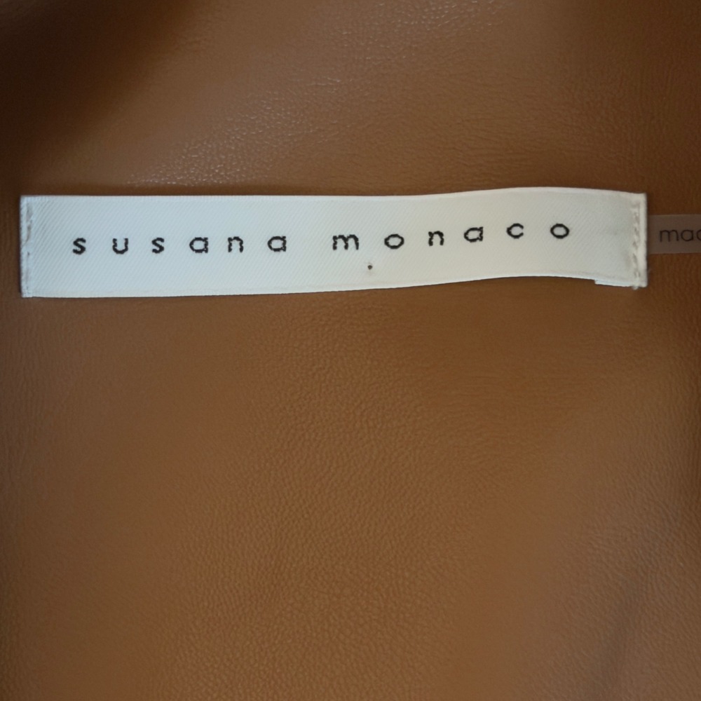 Susana Monaco Faux Leather Vest and Pleated Mini Skirt Set Tan Brown Womens S - Picture 7 of 13